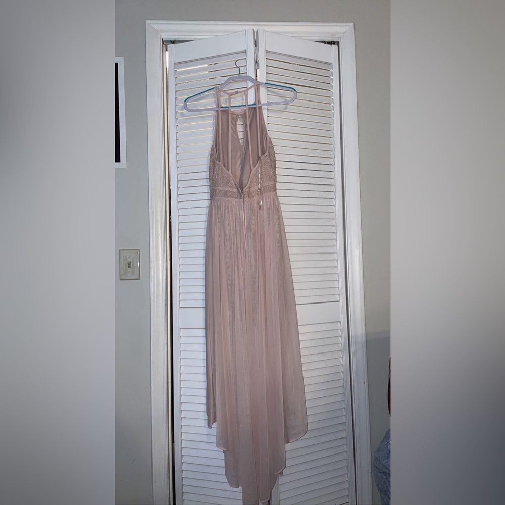 Morgan & Co Womens Maxi Dress Gown Size 10 Off Pink Attached Overskirt #12163M